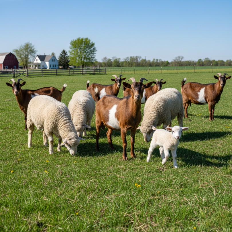 halal goats and lambs on farm in crete, il halal goats and lambs on farm in crete, il